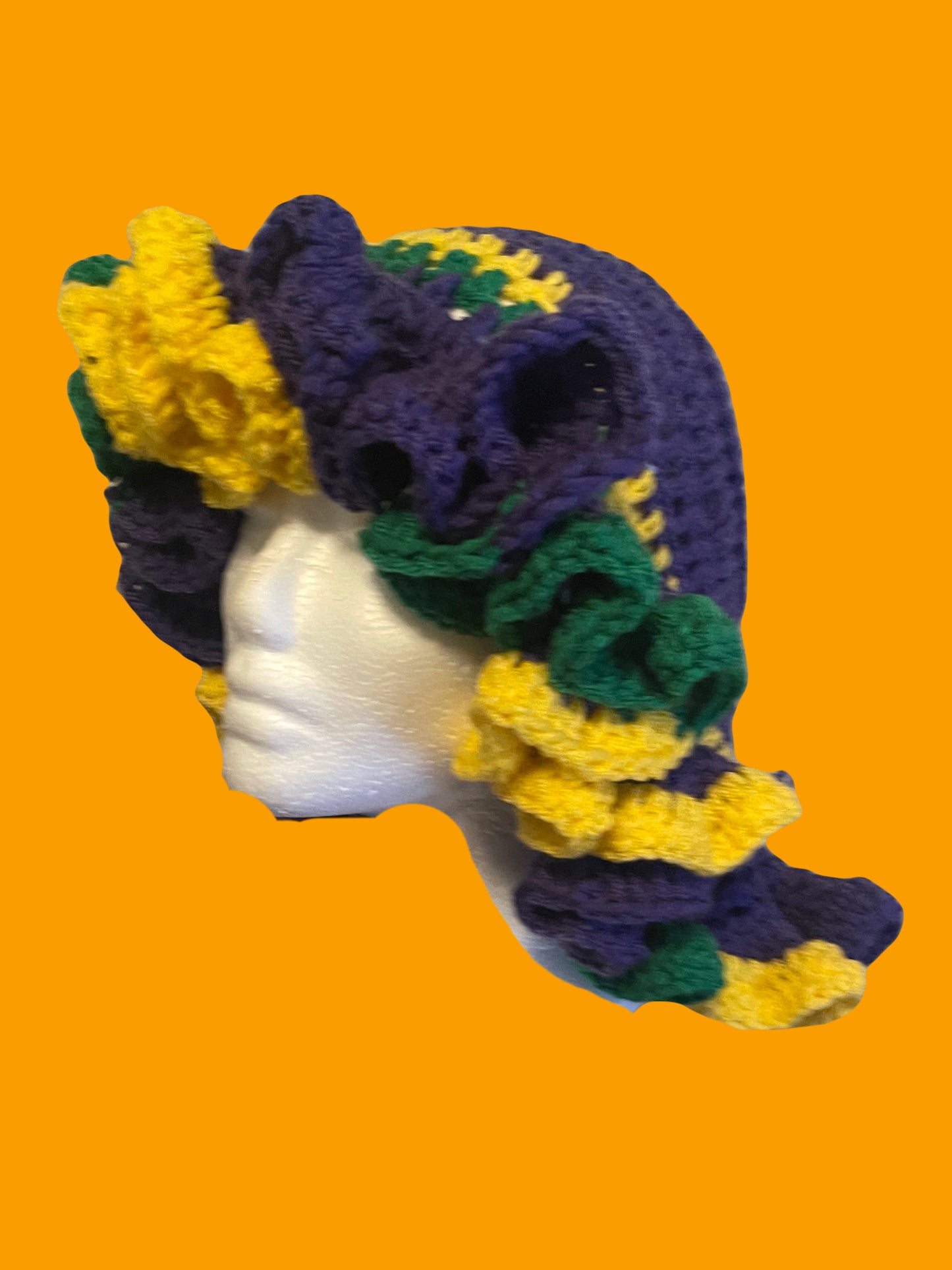 Mardi Gras Crochet ruffle hat